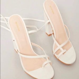 White Lace up Heels - PLT